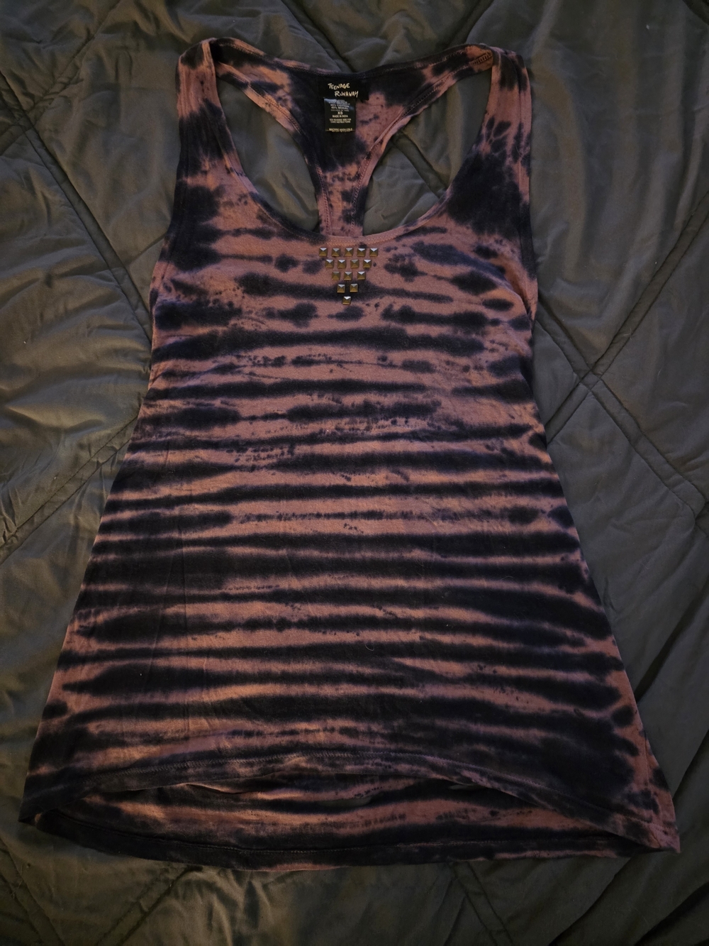 Purple and Blue Tie-Dye Racerback Tank with Stud Accent